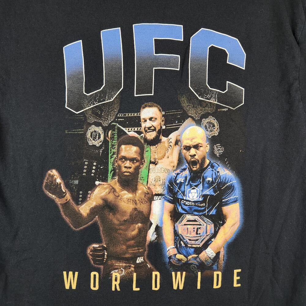 UFC Shirt Mens Medium Black Worldwide Champions MMA Mcgregor Jones Adesanya Logo